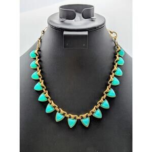 Stella & Dot Turquoise Color Egyptian Vibe Gold Tone Metal 19" Necklace